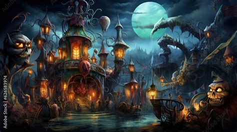 Ghoulish Carnival A Creepy Carnival Themed Wallpaper With A Sinister