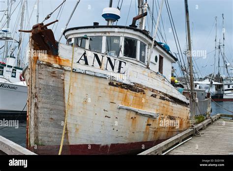 Old Wooden Commercial Fishing Boat In Crescent Harbor Sitka Alaska