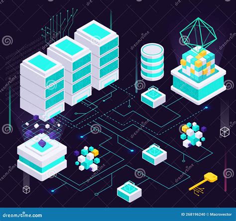 Isometric Data Blocks Flowchart Stock Vector - Illustration of
