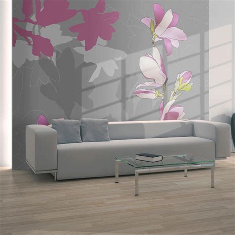 Papier Peint Magnolia Rose 350 X 270 Cm Leroy Merlin