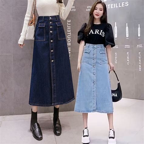 Jual KARAKOREA 6199 Kyoko Denim Skirt Rok Denim Rok Jeans Rok Jeans