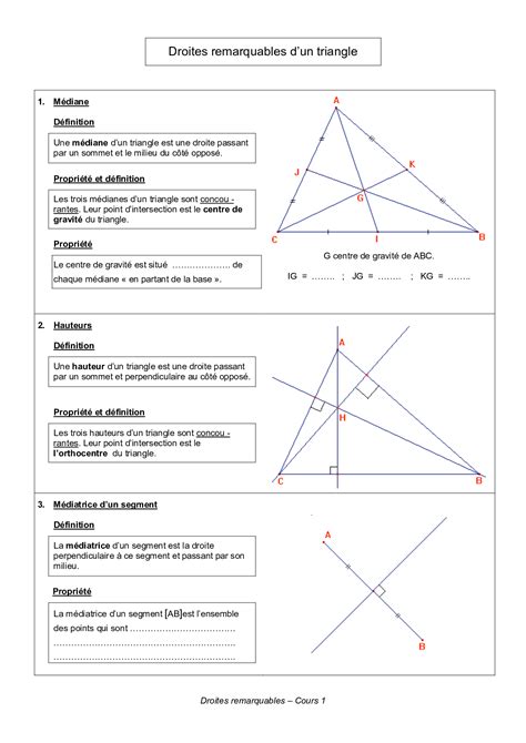 Droites Remarquables Dun Triangle Cours Ma Alloschool