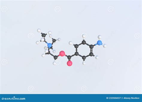 Procaine Molecule Made With Balls Isolated Molecular Model 3d