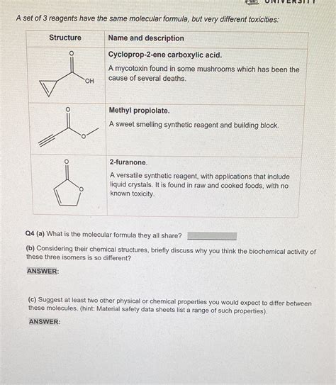 Solved A Set Of 3 Reagents Have The Same Molecular Formula But Very