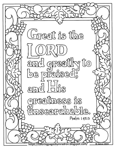 Free psalm 145 3 print and color page with great is the lord bible ...