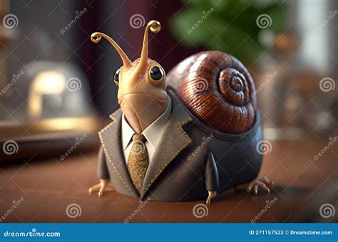 Portrait Of Snail Dressed In A Formal Business Suit Stock Illustration