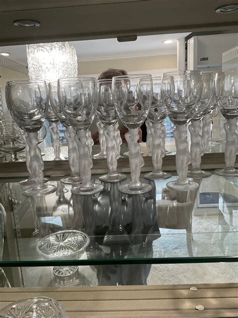 Set Of Five Bayel Bacchante Crystal Nude French Claret Stem Wine Glasses