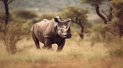 Premium AI Image | Big Rhino in their natural habitat Wildlife Photography