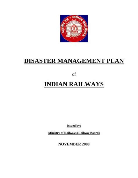 Pdf Disaster Management Plan Indian Railways Institute Of Transport