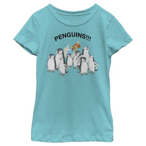 Girls Avatar The Last Airbender Aang And Penguins Graphic Tee Tahiti Blue Medium