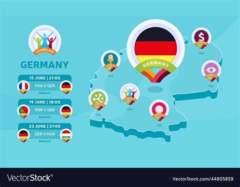 Germany Natioanal Team Matches On Isometric Map Vector Image