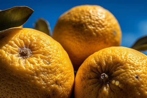 Un Grupo De Naranjas Con Una Hoja En La Parte Superior Foto Premium