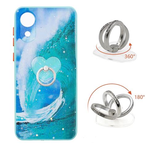 For Samsung Galaxy A03 Core Starry Sky Epoxy Tpu Phone Case With Ring Holder Waves