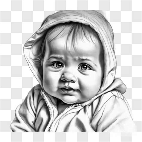 Descarga Dibujo De Retrato De Bebé Realista En Blanco Y Negro Sketches En Línea Creative Fabrica