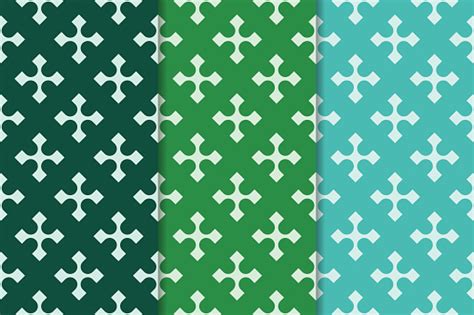 Geometric Backgrounds Set Of Green Seamless Patterns Stock Illustration