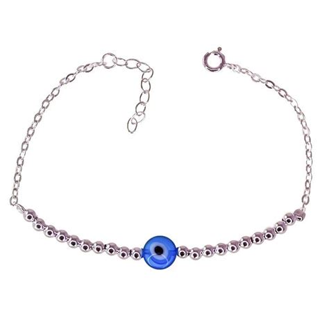 Minoplata Pulsera Ojo Turco Con Bolas 3 5mm De Plata De Ley 925