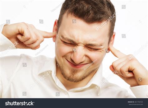 Man Hold Hands On Temples Ears Stock Photo Shutterstock