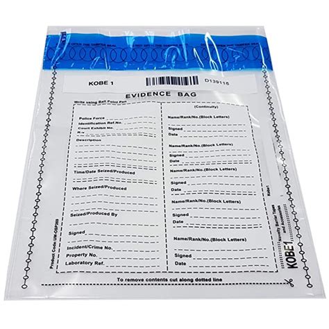 Buy Kobe Crime Scene Tamper Proof Evidence Bags X Csi Police