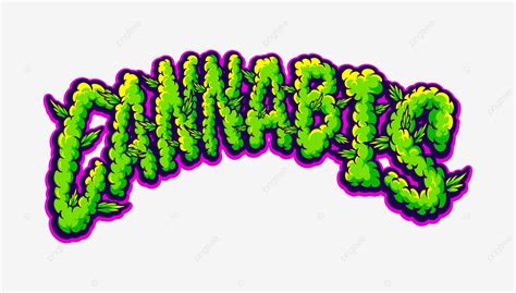 Cannabis Hand Lettering Smoke Effect Illustration Vector Illustrations