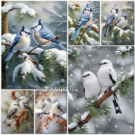 D Diy Diamond Painting Nieuwe Collectie Vogels Winter Sneeuw Landschap