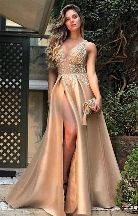 20 Vestidos De Festa Dourado Champagne Prom Dress Most Beautiful