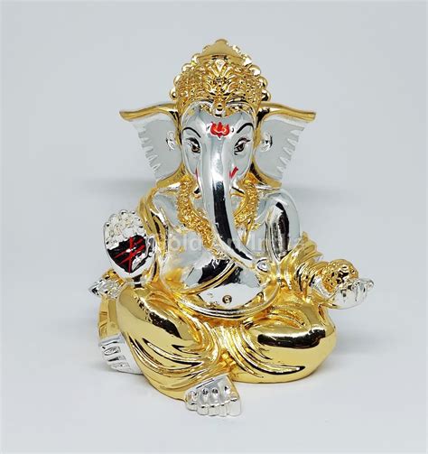 Buy Gold And Silver Plated Gaddi Ganesha Idol Ganpati Bappa Murti