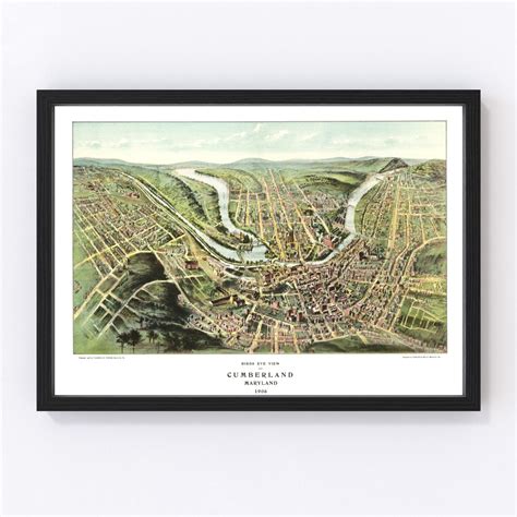 Vintage Map of Cumberland, Maryland 1906 by Ted's Vintage Art