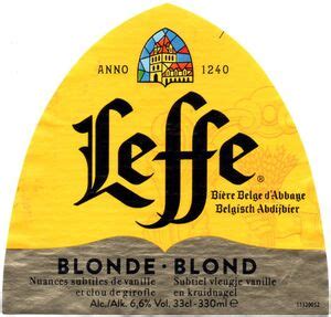 Drink Label Leffe Blond Brouwerij Hoegaarden Inbev Belgiumcol Be