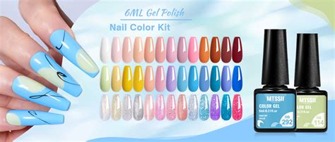 Amazon Mtssii Neon Gel Nail Polish Set Colors Hot Pink Yellow Green Blue Red Purple