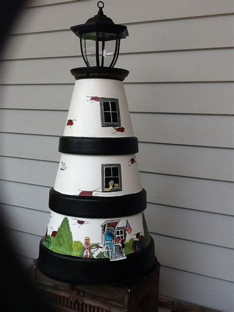 Clay Pot Lighthouse Clay Pot Crafts Painted Clay Pots