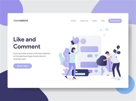 Landing Page Template Of Like And Comment Illustration Concept Modern