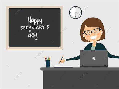 Happy Secretarys Day Celebration Secretary Businesswoman Office Vector