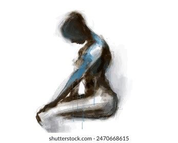 Nude Woman Shadow Painting Dripping Art Stock Illustration Shutterstock