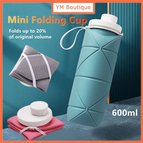 600ml Food Grade Silica Gel Foldable Water Bottle Outdoor Sports