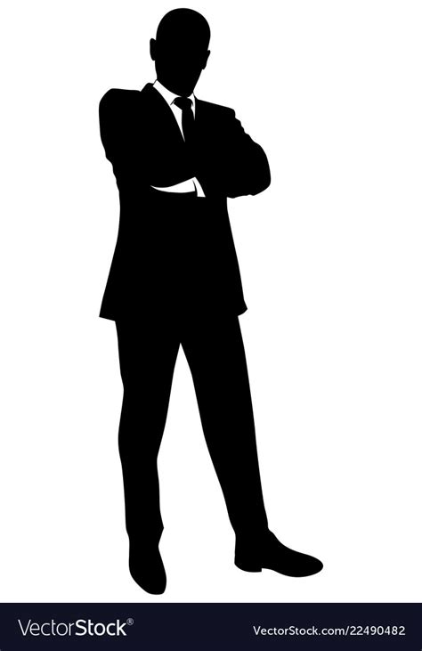 Silhouette of a business man in suit standing Vector Image