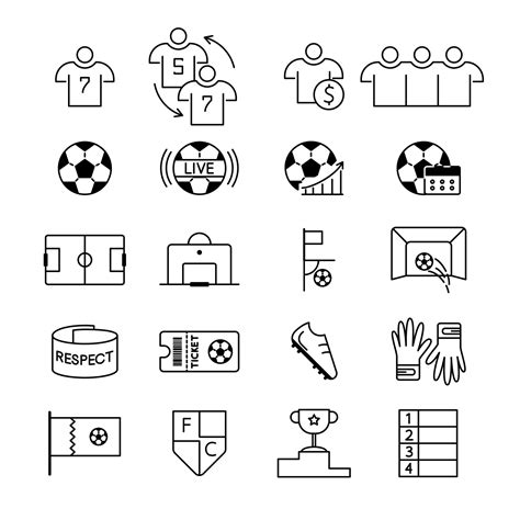 Soccer Line Icon Set Included The Icons As Ball Player Live