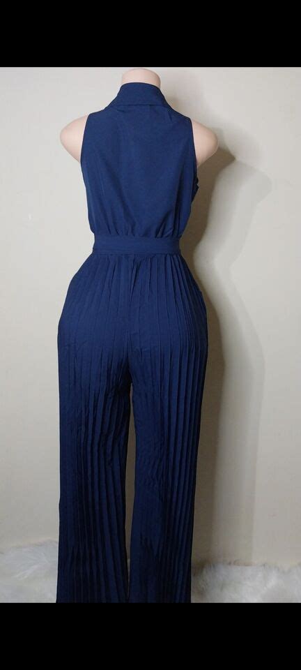 Vintage 70s 80s Nevy Blue Disco Jumpsuit Palazzo EBay