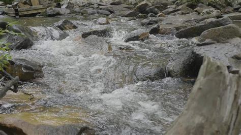 Water Flow Through Rocks Very Smooth Rapid Mountain River In Autumn