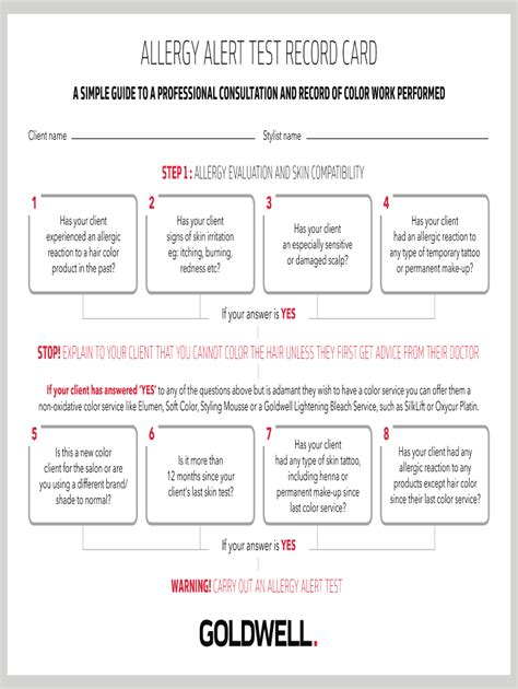 Fillable Online Allergy Alert Test Record Card Fax Email Print Pdffiller