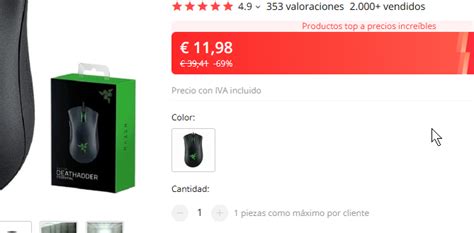 Razer Deathadder Essential 6400dpi Pixart Paw3328 5 Botones 1198€