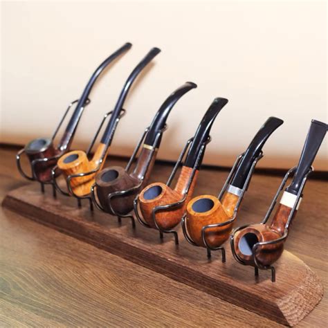 Wooden Tobacco Pipe Rack Display Stand Holder For 6 Pipes