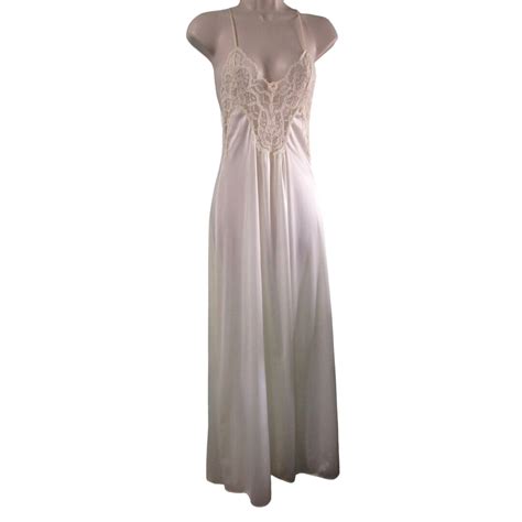 Vintage Val Mode Lingerie Slip Dress Nightgown S Ivory Nylon Lace Euc Etsy