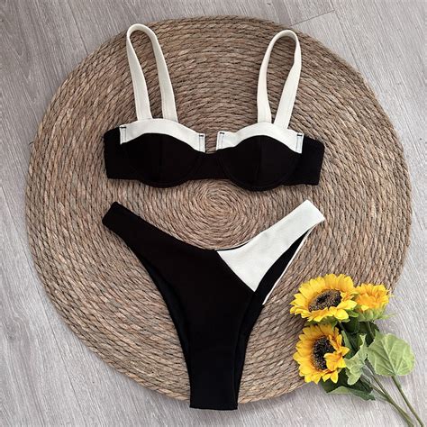 Uaang Up Solid Patchwork Bikini 2023 Sexy Women Swimsuits Female