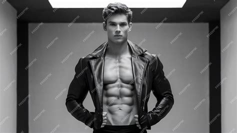 Premium Photo Young Handsome Muscled Fit Male Model Man Posing In