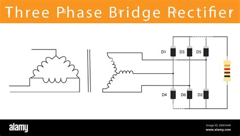 Schematic Diagram Of 3 Phase Bridge Rectifier Stock Vector Image Art