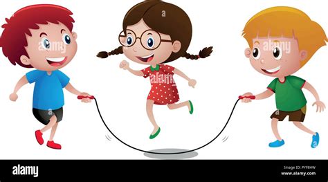 Kids playing jump rope illustration Stock Vector Image & Art - Alamy