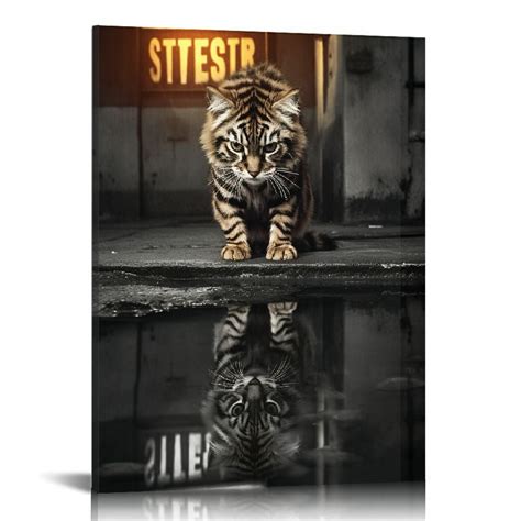 Gosmith Inspirational Canvas Prints Cat Tiger Wall Art Mindset Is