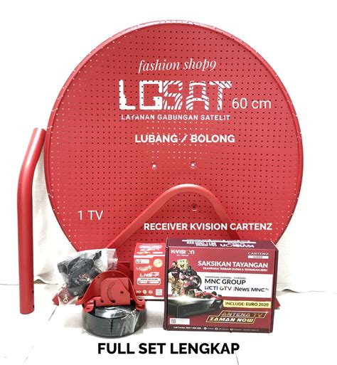 Parabola Lgsat 60 Cm Merah Lubang Full Set Paket Receiver Kvision