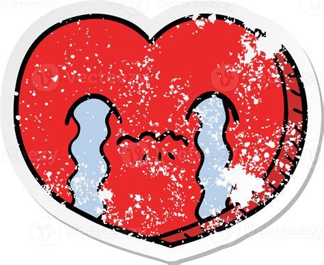 Distressed Sticker Of A Cartoon Crying Love Heart 45265016 Png