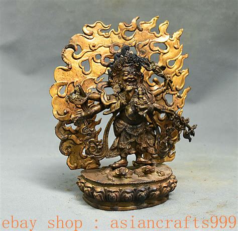 Tibet Buddhismus Bronze Vergoldete Mahakala Zornige Gottheit